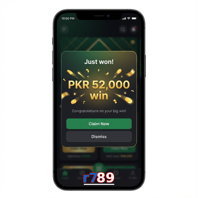 Main screen of R789 win page for PK players